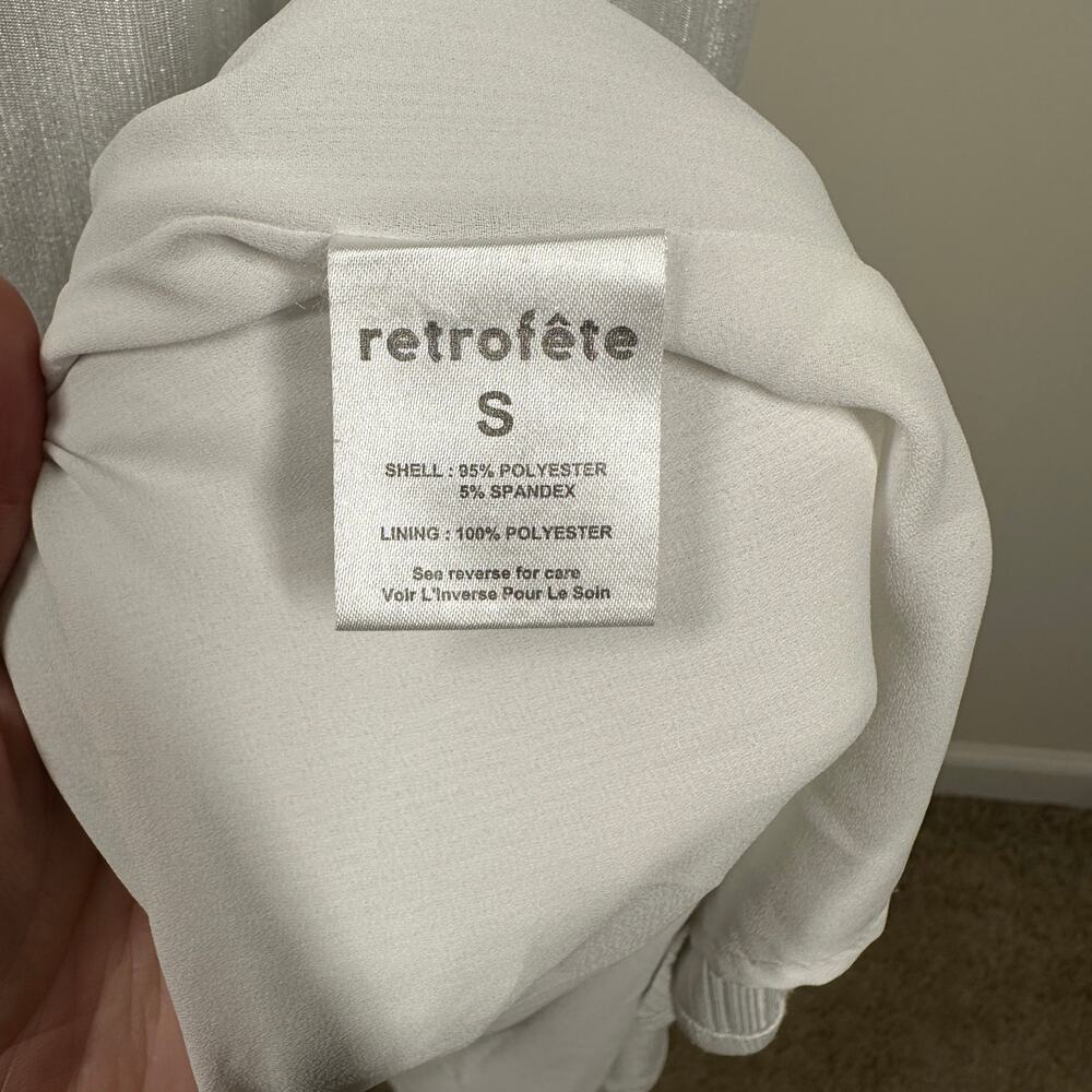 Retrofete Platinum Andrea One Shoulder Pleated Metallic Jersey Gown Small - Picture 13 of 14